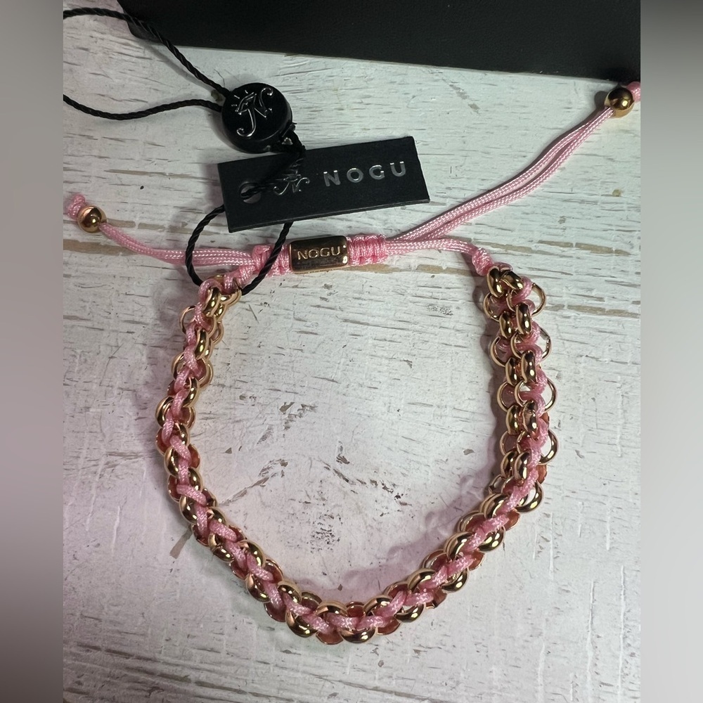 NOGU by Joseph Nogucci Rhino Links Kismet Pink & Gold Adjustable Bracelet D13